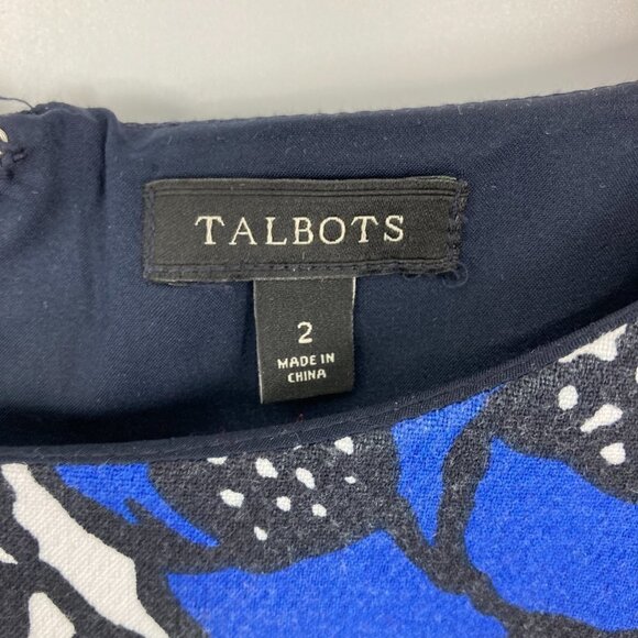 Talbots blue floral sheath dress Sz 2 - Picture 4 of 7